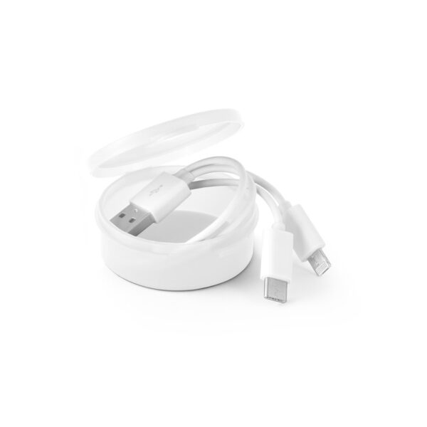 EMMY. USB kábel s konektorom 3 v 1 z ABS a PVC - Biela
