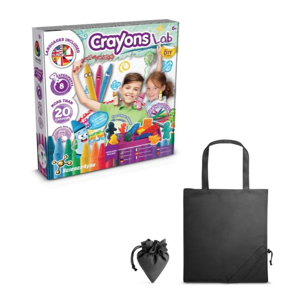 Crayon Factory Kit II. Vzdelávacia hra pre deti dodávané so skladacou darčekovou taškou 190t - Čierna