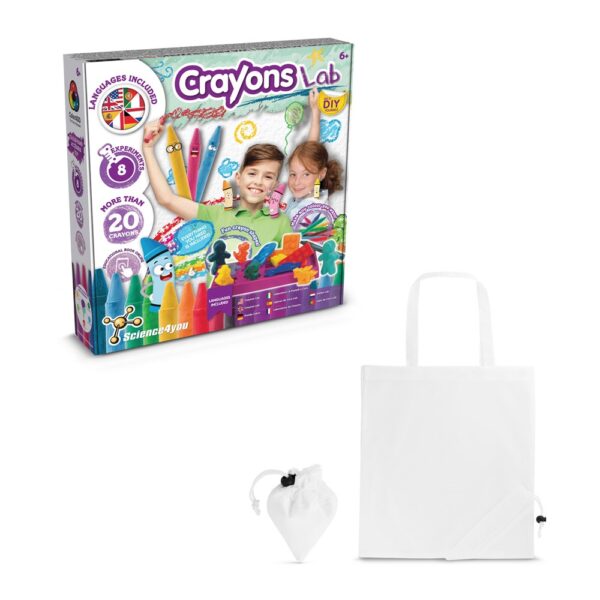 Crayon Factory Kit II. Vzdelávacia hra pre deti dodávané so skladacou darčekovou taškou 190t - Biela