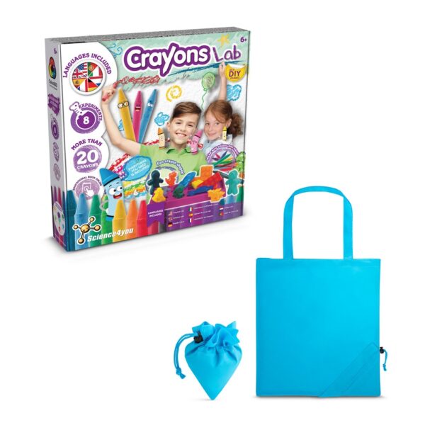 Crayon Factory Kit II. Vzdelávacia hra pre deti dodávané so skladacou darčekovou taškou 190t - Svetlomodrá