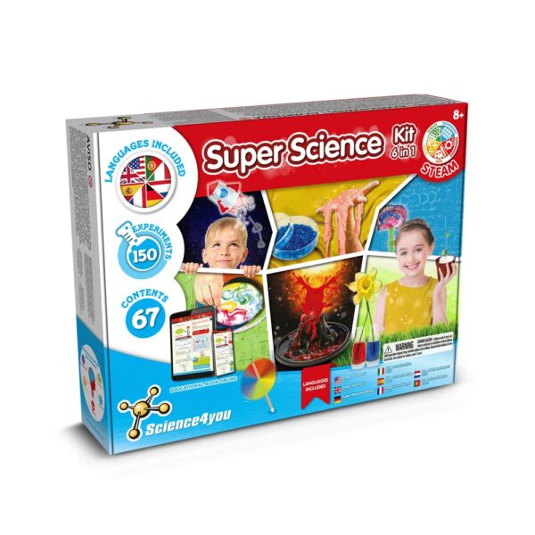 6 in 1 Super Science Kit III. Vzdelávacia hra pre deti dodáva sa s darčekovou taškou z kraftového papiera (115 g/m²) - Prírodná