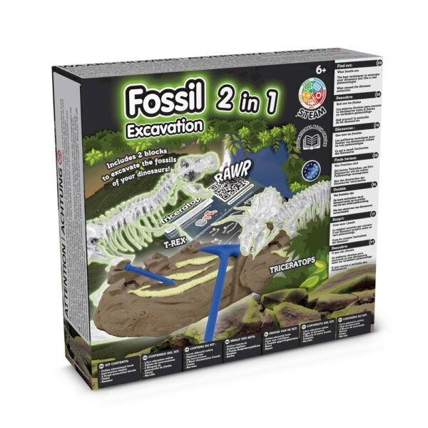 2 in 1 Fossil Excavation Kit II. Vzdelávacia hra pre deti dodáva sa s darčekovou taškou z kraftového papiera (90 g/m²)