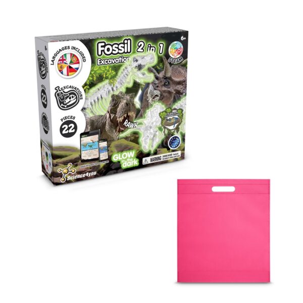 2 in 1 Fossil Excavation Kit IV. Vzdelávacia hra pre deti dodáva sa s darčekovým vreckom z netkanej textílie (80 g/m²) - Ružová