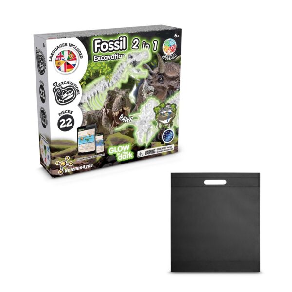 2 in 1 Fossil Excavation Kit IV. Vzdelávacia hra pre deti dodáva sa s darčekovým vreckom z netkanej textílie (80 g/m²) - Čierna