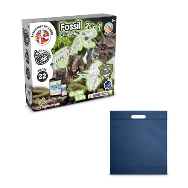 2 in 1 Fossil Excavation Kit IV. Vzdelávacia hra pre deti dodáva sa s darčekovým vreckom z netkanej textílie (80 g/m²) - Modrá