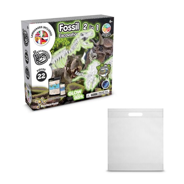 2 in 1 Fossil Excavation Kit IV. Vzdelávacia hra pre deti dodáva sa s darčekovým vreckom z netkanej textílie (80 g/m²) - Biela