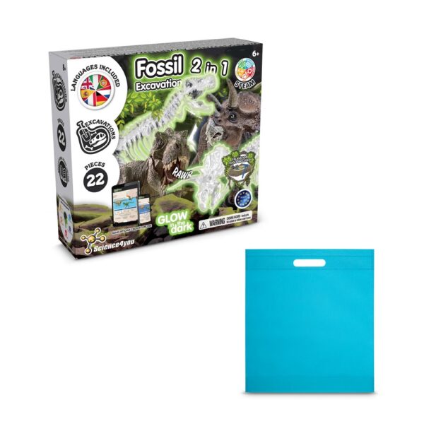 2 in 1 Fossil Excavation Kit IV. Vzdelávacia hra pre deti dodáva sa s darčekovým vreckom z netkanej textílie (80 g/m²) - Svetlomodrá