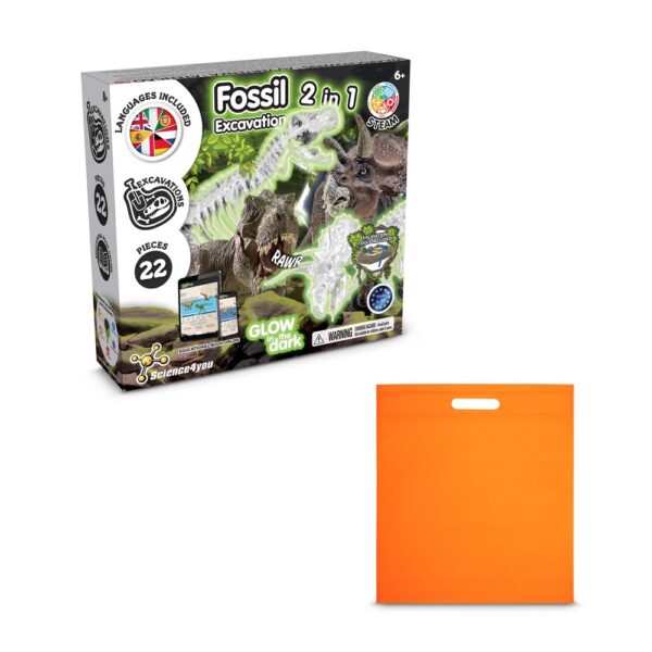 2 in 1 Fossil Excavation Kit IV. Vzdelávacia hra pre deti dodáva sa s darčekovým vreckom z netkanej textílie (80 g/m²) - Oranžová